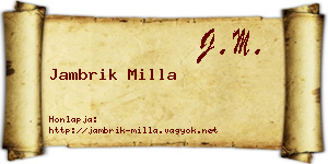 Jambrik Milla névjegykártya